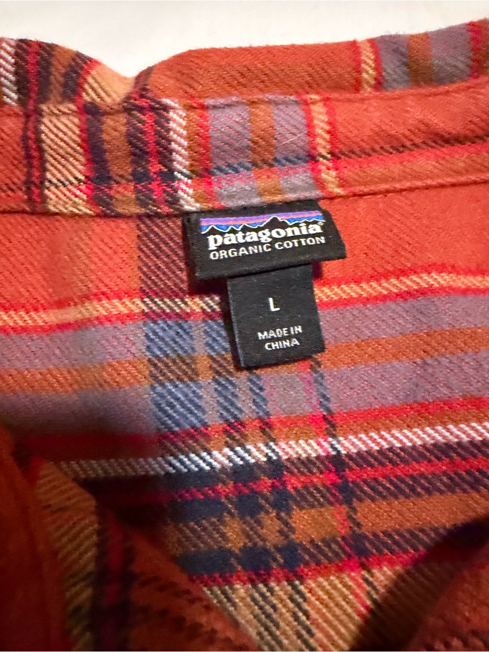 Patagonia Fjord Organic Cotton Orange Plaid Flannel Shirt Long Sleeve - Picture 3 of 8